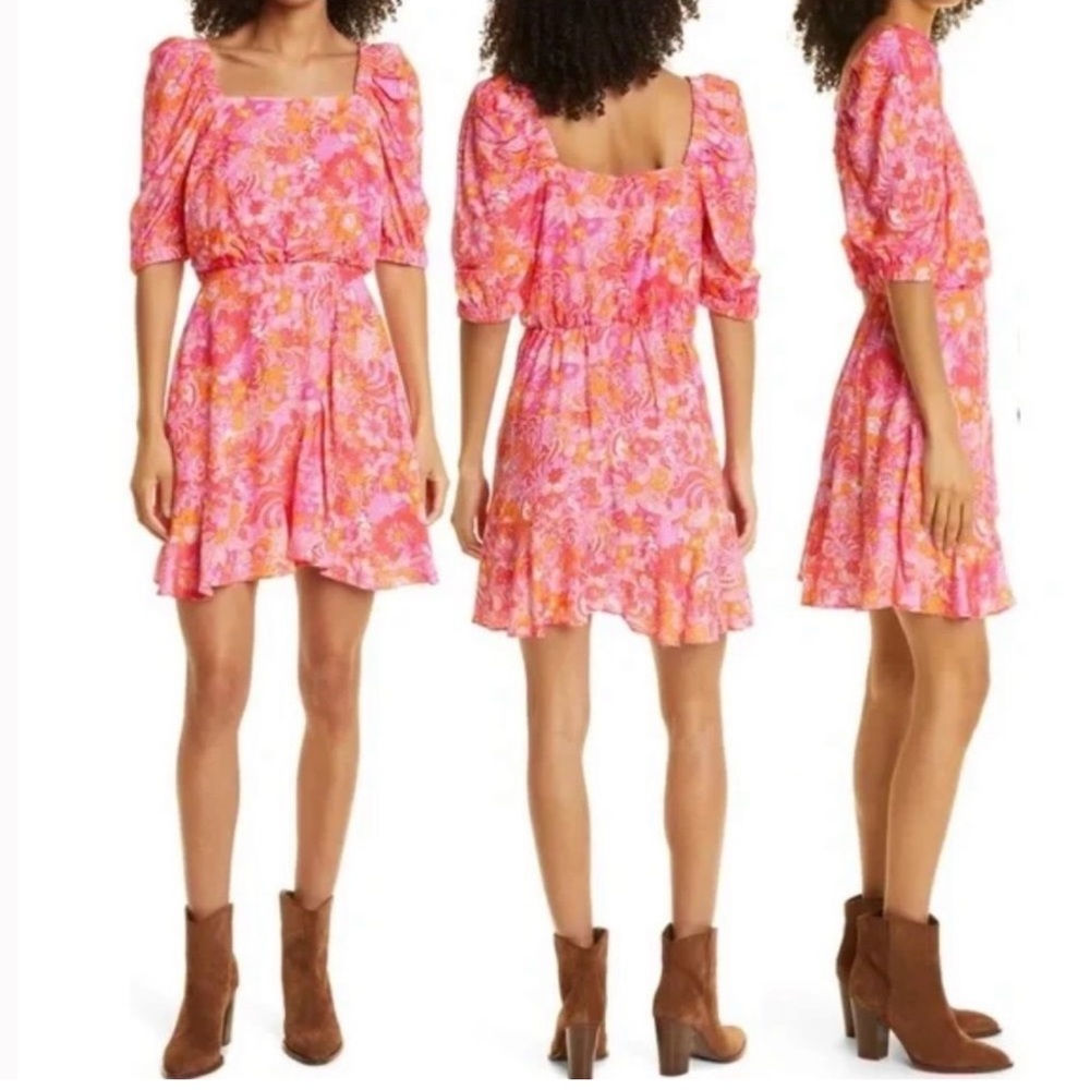 Ted Baker Bethha Floral Paisley Short Sleeve Wrap Skirt Mini Dress Pink 14 NWT